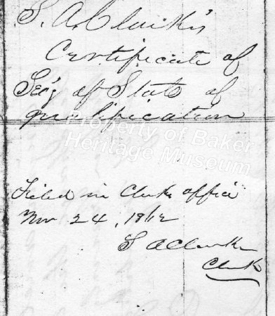 Clarke oath as Clerk 1862 2