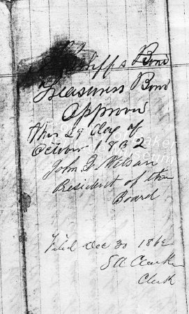 Belknap bond as Treasurer 1862
