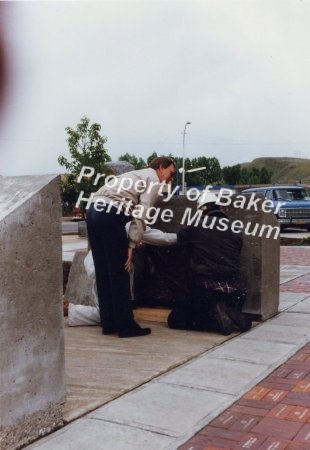 Mike Nelson at monument dedication