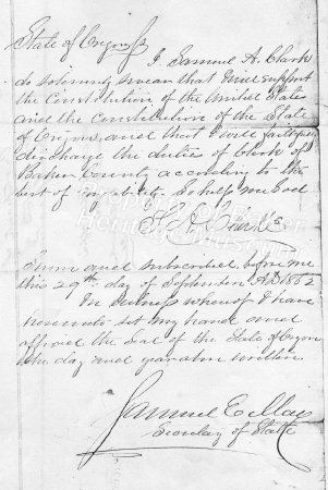 Clarke oath as Clerk 1862 1