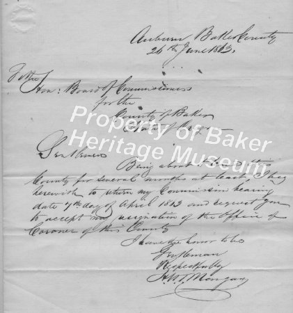 Morgan, coroner, resigns 1863