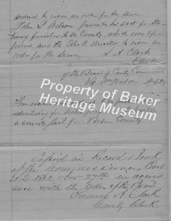 Baker Co. Commission Nov 1862