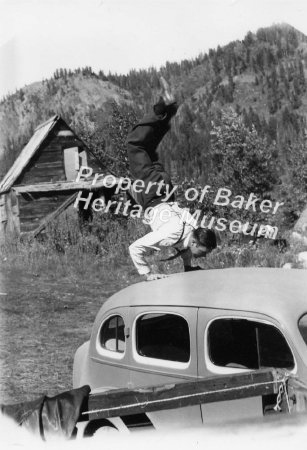 Ralph McCray handstand on old