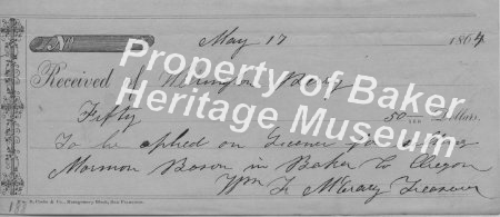 Wellington Perry receipt 1864