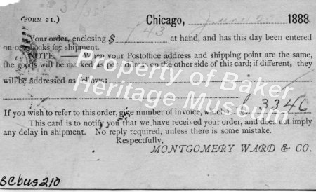 Montgomery Ward order verification 1888