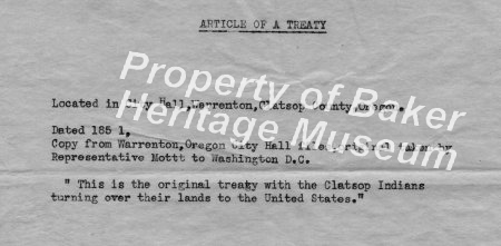 Clatsop Indian treaty 1851 1