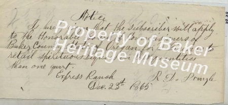 Pringle Liquor License 1865 1