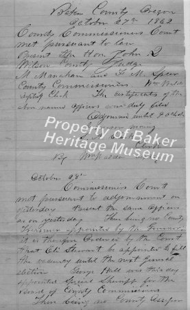 Baker Co. Commission Oct 1862