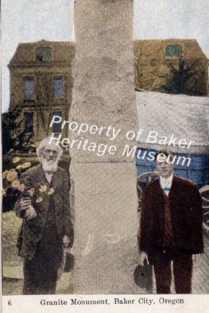 Ezra Meeker with Oregon Trail Monument