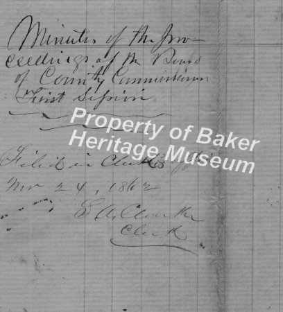 Baker Co. Commission Nov 1862