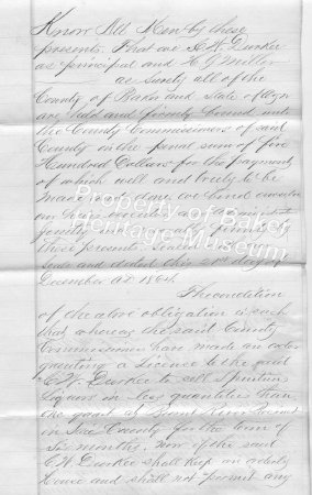 Durkee Liquor License 1864 1