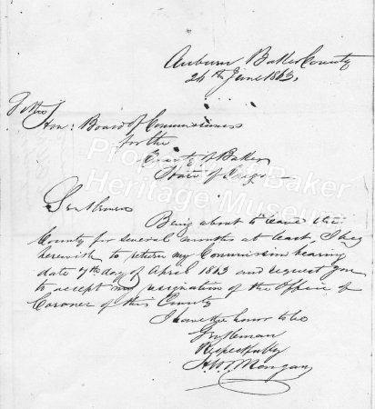 Morgan resigns as Coroner 1863