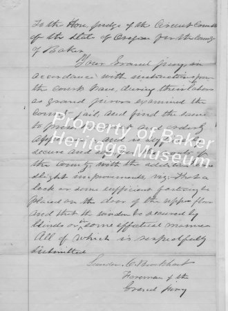 Grand Jury report on Jail 1863