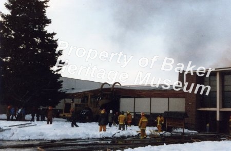 Baker High School fire.  Early 1960s.