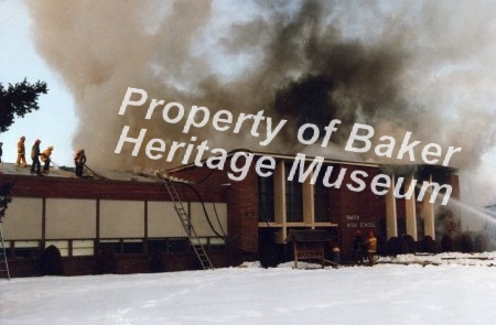 Baker High School fire.  Early 1960s.