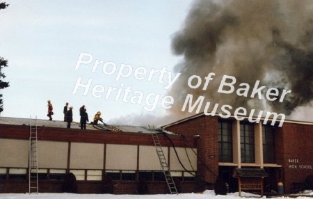 Baker High School fire.  Early 1960s.