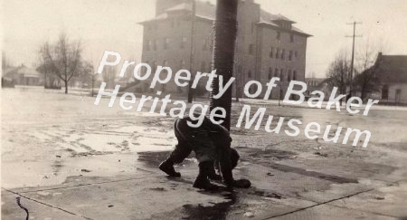 Boy in front of Courthouse