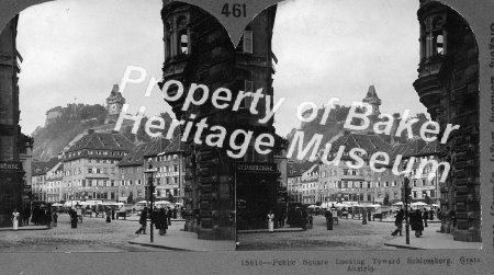 Public square looking toward Schlossberg, Gratz, Austria