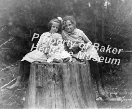 3 girls on log.  Photo from Jesse Smurthwaite papers.