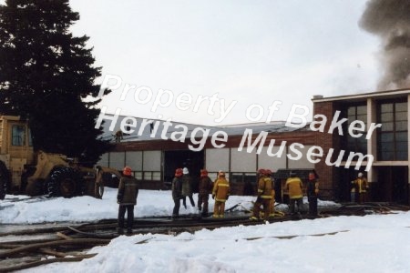 Baker High School fire.  Early 1960s.