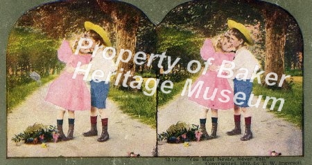 Children on garden path stereoscope