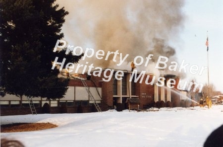 Baker High School fire.  Early 1960s.