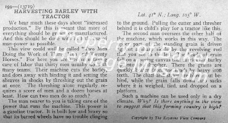 Harvesting barley with tractor