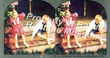 Children on steps stereoscope