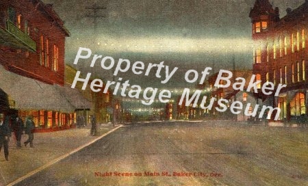 A postcard of Baker's downtown