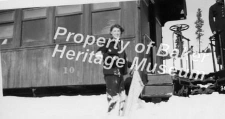 woman in front of train