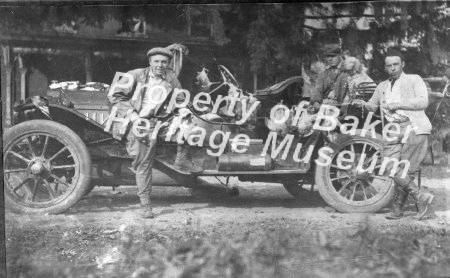 Hunting party with birds. ca.1920.