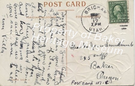 travel card from Brigham, Utah ca. 1910