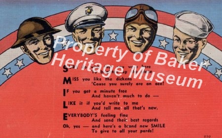 Postcard from R. Conrad, Council, Id.  WWII.