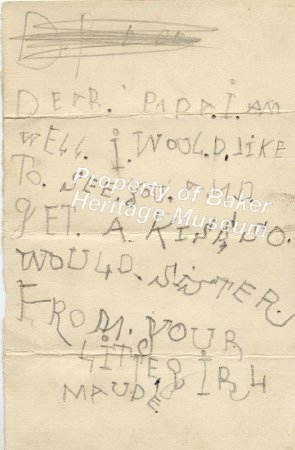 Letter from Little Maude