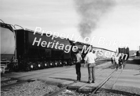 Union Pacific steam engine #3985 arriving in Baker City.  c.a. 1980s 4