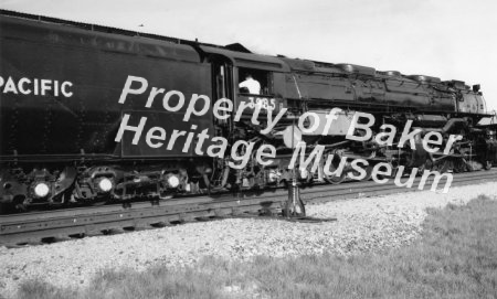 Union Pacific steam engine #3985 arriving in Baker City.  c.a. 1980s 9