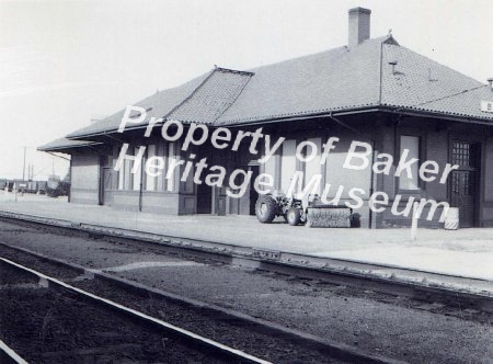 Baker City depot with tractor/