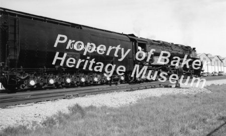 Union Pacific steam engine #3985 arriving in Baker City.  c.a. 1980s 8