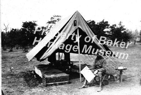 WWI soldier at his tent