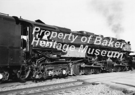 Union Pacific steam engine #3985 arriving in Baker City.  c.a. 1980s 6