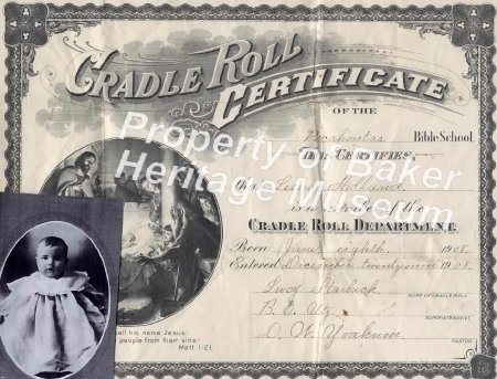 Cradle Roll Certificate + Pic