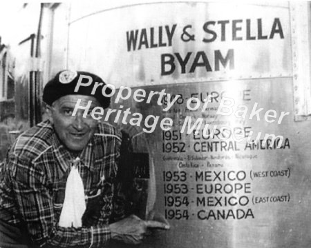 Wally Byam with caravan log