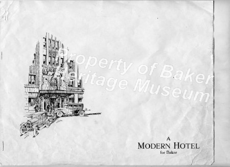 Hotel Baker Promotional Brochure, cover
