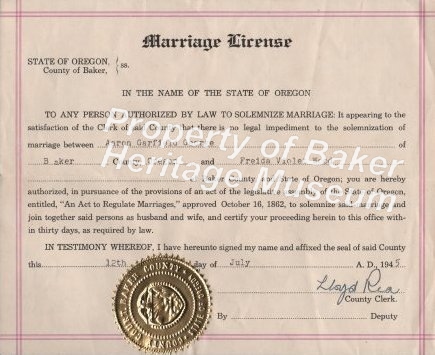 License, Marriage                       
