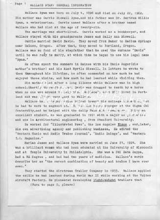 Wallace Byam: General Information, pg. 1