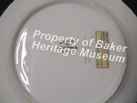 Commemorative Plate, Baker High School, back