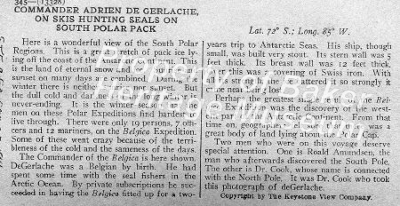 Commander Adrien De Gerlache, on skis hunting seals on South Polar Pack