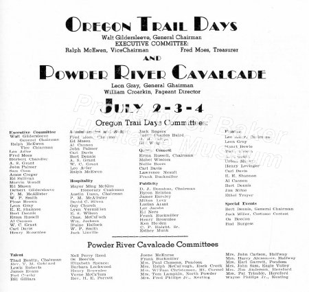 Esther Munk collection. Souvenir Program, Oregon Trail Days and Powder Rive