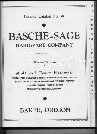Basche-Sage Catalog, 1938, title page