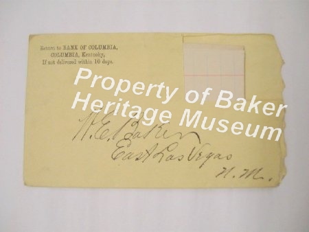 Envelop, W. E. Baker, 1896
